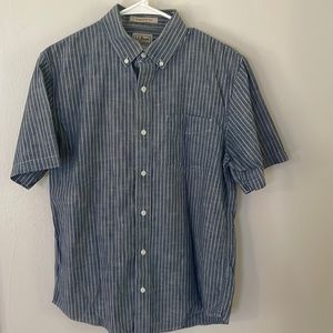 LL Bean Striped Short Sleeve Chambray Shirt